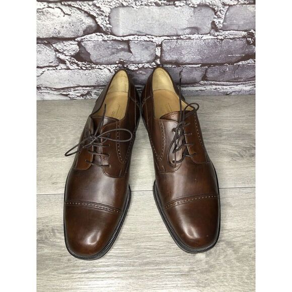 Johnston Murphy Domani Brown Leather Cap Toe Oxfords Shoes Men’s Sz 9M US/42EU main image 4